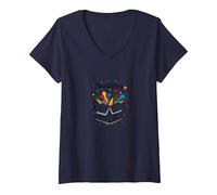 Insegnare Fuori dagli schemi Ispirazione per l'istruzione Speciale Maglietta con Collo a V, Donna, Navy, L