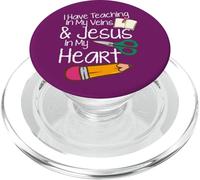 Insegnare nelle mie vene Gesù nel mio cuore insegnante di scuola domenicale PopSockets PopGrip per MagSafe