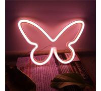 Insegne al neon a forma di farfalla rosa corallo per parete, ufficio, colleage, appartamento, dormitorio, matrimonio, festa di compleanno, decorazione a LED a forma di farfalla al neon, luce notturna