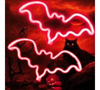 Insegne al neon a forma di pipistrello per camera da letto, comodino, dormitorio, decorazione da parete, decorazione al neon per Halloween, luci notturne a LED, ornamento da tavolo per feste di