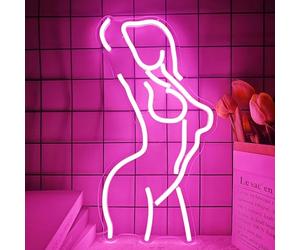 Insegne al neon a LED, dimmerabili, da donna, decorazione artistica da parete per camera da letto, bar, uomo, sala grotta, pub, negozi, club, feste, decorazione artistica da parete (40 x 20 cm, rosa)