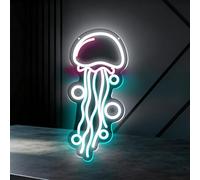 Insegne al neon a LED oceaniche, luce medusa con interruttore on/off, insegna a LED a meduse per decorazione da parete, bar, punto di check-in artistico, camera da letto, feste, regalo per bambini, 5