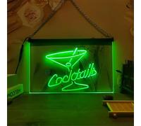 Insegne al Neon A LED per Cocktail, Luci al Neon per Intaglio 3D per Cocktail Bar Party Club Wall Decor USB Insegne Luminose, Green, 60x40cm