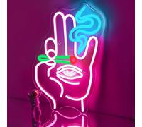 Insegne al neon con occhio di mano Evil Eye Mano Luce al neon rosa blu Led Insegne al neon per decorazione da parete Hamsa Insegna al neon USB Eye Neon segni per camera da letto sala giochi casa bar
