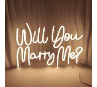 Insegne al neon con scritta "Will You Marry Me" per decorazione da parete, luce bianca calda, a LED, per decorazione della stanza, per feste di compleanno e matrimoni, alimentazione USB
