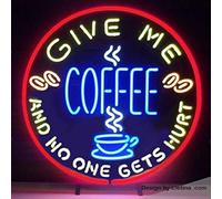 Insegne al neon per la decorazione della parete professionale Give Me Coffee And No One Get Hurt Beer Bar Open Neon Led Tubing PVC 14"x17"