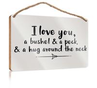 Insegne divertenti per uomo Cave I Love You, A Bushel & A Peck, & A Hug Around The Neck. Cartello invernale per porta decorativa per la casa (20 x 30 cm)