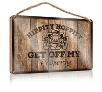 Insegne e placche Hippity Hoppity Get Off My Property Cartello in legno divertente da appendere alla porta, decorazione per stanza indie (23 x 35 cm)