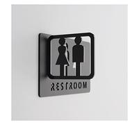 Insegne for Servizi Igienici 3D, Centro Commerciale Edifici for Uffici Targhe for Porte Indicatore di Promemoria Targa Segno di Orientamento WC Segnaletica Montaggio Laterale Nero (Color : Black, Si