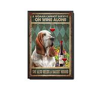 Insegne In Metallo A Woman Cannot Survive On Wine Alone She Also Needs A Basset Hound Quadri Metallo Appendere Tin Signs Per Ompleanno Giardino Garage Negozi M