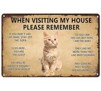 Insegne in metallo con gatto - When Visiting My House Please Remember Decorazione da parete vintage - Design originale vintage in latta da parete poster decorazione da parete 20,3 x 30,5 cm