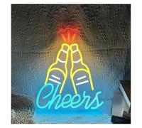 Insegne Luminose Insegna Al Neon Cheers Con Luce A, Alimentata Tramite USB, Per Bar, Pub, Club, Casa, Cocktail, Feste, Lampade Decorative,28cmх22.5cm