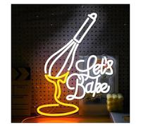 Insegne Luminose Insegna Al Neon Let's Bake Insegna Luminosa Al Neon A Alimentata Tramite USB Per Decorazioni Da Parete, Sala Giochi 38x29cm