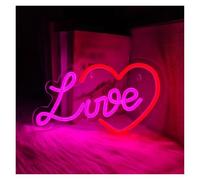 Insegne Luminose Insegna Al Neon Love Luce A Forma Di Cuore Rosso, Alimentatore USB, Utilizzata Per L'arredamento Della Camera Da Letto Di Casa, San Valentino 18cmх29cm