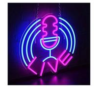 Insegne Luminose LIVE Luce Al Neon Dimmerabile Microfono USB Power Sign Per Camera Da Letto Streaming Studio Sala Giochi Bar Per Amanti Del Canto 30cmх30cm