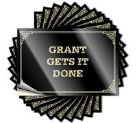 Insegne per esterni e decorazione divertente campeggio Grant Gets It Done Heavy Duty | Personalizzate Man Cave/Man Cave Signs Vintage Funny (6 x 9 cm - 10 pezzi)