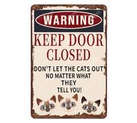 Insegne Warning Keep Door Closed Don'T Met The Cats Out No Matter What They Tell You Cartello Parete Artistica Per Esterno Casa Caffè Dormitorio S