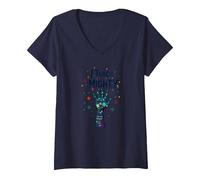 Insegno al Potente educatore Speciale Che dà Potere all'educatore Maglietta con Collo a V, Donna, Navy, M