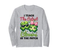 Insegno i trifogli più Carini nella Patch Teacher St Patricks Maglia a Manica