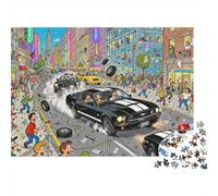 Inseguimento in auto tra le strade della città Puzzle in Legno Impermeabile DIY Puzzles Da 1000 Pezzi Per Adulti Divertenti Per Decorazioni Domestiche