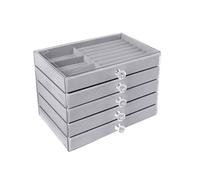 INSEOWI Organizer per gioielli a 5 strati salvaspazio in velluto PET, scomparti regolabili per orecchini e collane, espositore elegante per braccialetti anelli, Taglia unica, come descritto