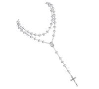 INSEOWI Prima Comunione Collana Con Perline Rosario Cattolico Croci Medaglie Dei Miracoli Crocifisso Donna Uomo Collana Con Perline Rosario Croci