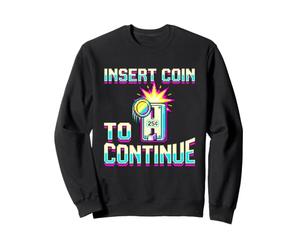 Insert Coin To Continue - Divertente Maglietta da Gioco Arcade Anni '80 Felpa