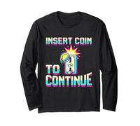 Insert Coin To Continue - Divertente Maglietta da Gioco Arcade Anni '80 Maglia a Manica