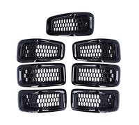 Inserti a rete grill kuuleyn, coperchio per griglia della griglia anteriore in rete, inserto anteriore 7 pezzi Accessorio per rivestimento Grill Guard Fit per Cherokee 2014-2018 (Cadre noir