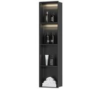 Inserti da incasso per doccia, Nicchia doccia in acciaio inox con luce LED nera multi dimensione, nessuna piastrella necessaria(120x28cm)