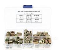 Inserti Filettati in Lega di Zinco, Set da 80 Pezzi, M4 M5 M6 M8 M10, Dadi Esagonali per Mobili