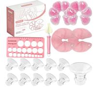 Inserti flangiati da 13/15/17/19/21 mm per flangia da 24 mm per la maggior parte dei tiralatte, cuscinetti in gel per il raffreddamento del seno 3 in 1 e righelli per capezzoli, senza BPA, kit di