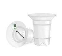 Inserti flangiati Maymom da 19 mm (lunghe) compatibili con flange Freemie da 25 mm; compatibili con flange Medela PersonalFit da 24 mm, flange Spectra 24 mm, tazza di salice da 24 mm.