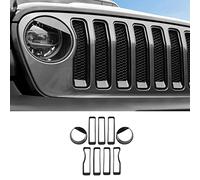 Inserti griglia anteriore inserti griglia e cornici fari copertura Trim solo per Jeep Wrangler JL Sahara/Rubicon 2018-2022