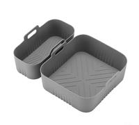 Inserti in silicone per friggitrice ad aria calda Dual Basket - Adatto per serie 3000/5000 - Riutilizzabile e lavabile in lavastoviglie - 21 x 19 cm e 21 x 9,5 cm nero grigio (grigio)