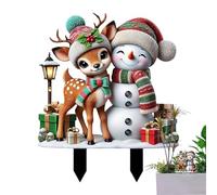 Inserti natalizi per esterni - 30 x 20 cm decorazioni da giardino in metallo, servizio elevato, resistente alle intemperie, display festivo | Lampada riutilizzabile e durevole in illuminazione per le