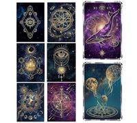 Inserti per custodia per e-reader Cosmic Galaxy, 8 pezzi, spazio celeste estetico per custodia trasparente, notte stellata, astrologia geometria sacra, carte decorative per gli amanti dei libri