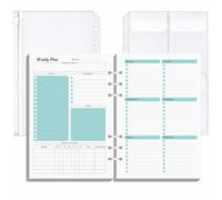 Inserti settimanali A5 senza dati: 53 fogli/106 pagine per planner | Carta spessa da 100 g/m², 14,2 x 21,1 cm, vista side-by-side, lista delle cose da fare per raccoglitore a 6 anelli