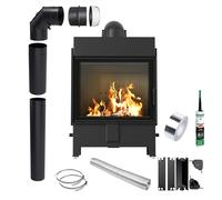 Inserto Aria KRATKI LUCY 15kW Ø200 Nero con Kit di Installazione
