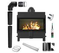 Inserto Aria KRATKI LUCY 16kW Ø200 Nero con Kit di Tubi