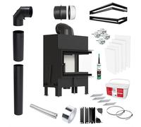 Inserto Camino KRATKI FLOKI M Destra 10kW SET COMPLETO per INCASSO Ø 200