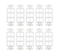 Inserto Decoratore a 6 Porte con Dado, Adattatore per Piastra da Parete, Bianco (Confezione da 10)