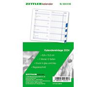 Inserto di ricambio per calendario 2024 - per agenda tascabile tipo 530 - 8,8 x 15,2 cm - 1 mese su 2 pagine - Registro - Quaderno separato - 530 - 6198