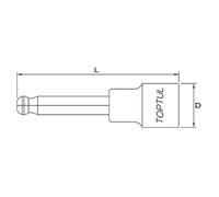 Inserto esagonale TOPTUL 1/2 pollici mit Kugel 6 mm lang (140mm)