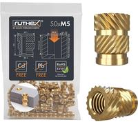 Inserto Filettato M5 - 50 Pezzi Rx-M5X9.5 Boccole Filettate in Ottone - Dado Sta
