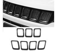 Inserto Griglia Anteriore, 7Pcs Inserto Striscia Griglia Radiatore Modanatura Decorativa Anelli Paraurti Anteriore Neri Inserto Griglia Rivestimento Compatibile Con Jeep Compass MP 2017-2020