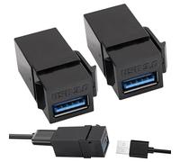 Inserto jack USB Keystone - Accoppiatore piastra a muro USB 3.0 femmina-femmina - Adattatore di prolunga per uscita in 2 pezzi - Connettore da pannello per montaggio a incasso per camera da Stud