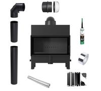 Inserto per caminetto EKO KRATKI FLOKI L 12 kW fi 200 Nero Set di tubi TERMOTEC