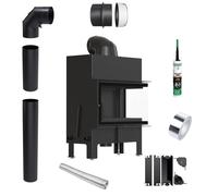 Inserto per caminetto KRATKI FLOKI M Right 10kW fi200 Nero Set di tubi TERMOTEC