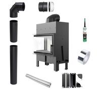 Inserto per caminetto KRATKI FLOKI M Sinistra 10 kW fi200 Set di tubi ad angolo